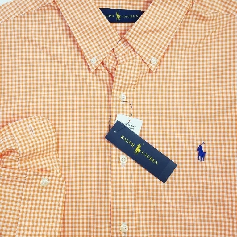 RALPH LAUREN Мужские Оранжевый зонтик спортивная рубашка хлопок SZ XL СЗТ $90 | Мужская