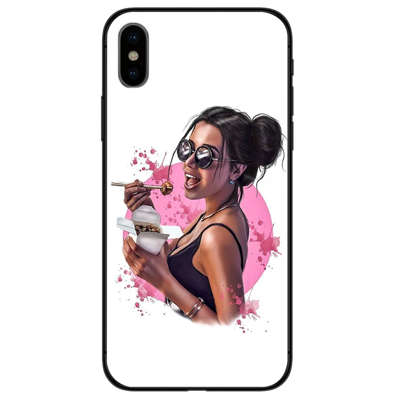 Для iPhone X XS XR Max для 5 5S 5C SE 6 S plus 7 8 плюс модные усердно работаем девочек Черная