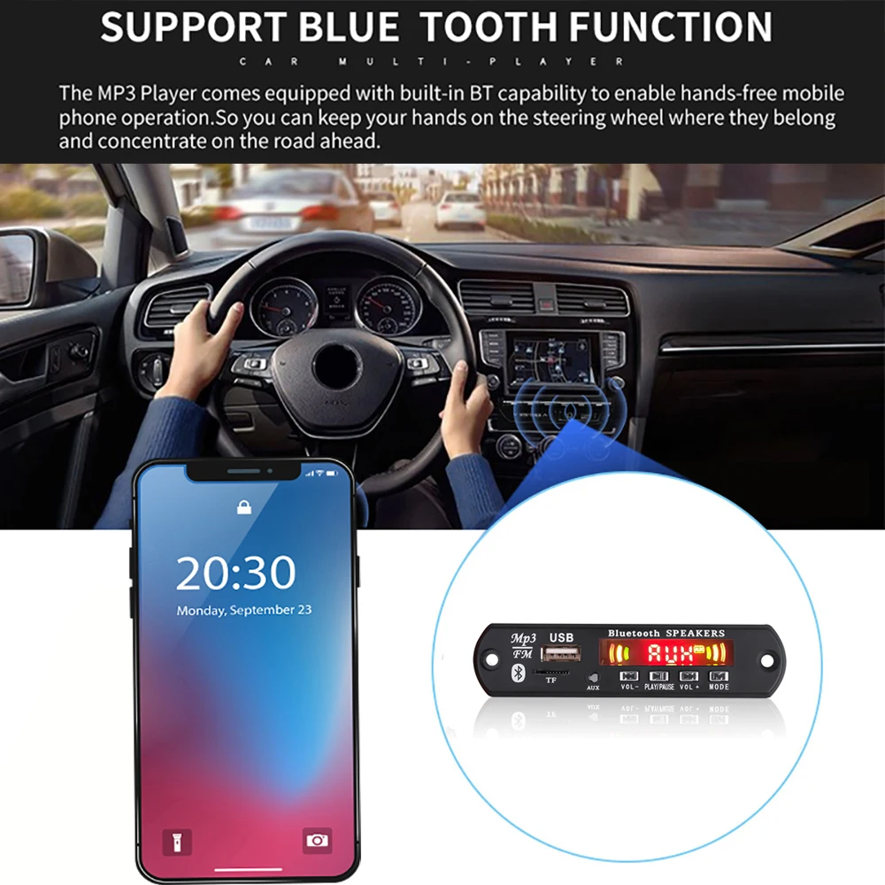 Автомобильный MP3 WMA Bluetooth декодер KEBIDU плата музыкальный плеер цветной экран для