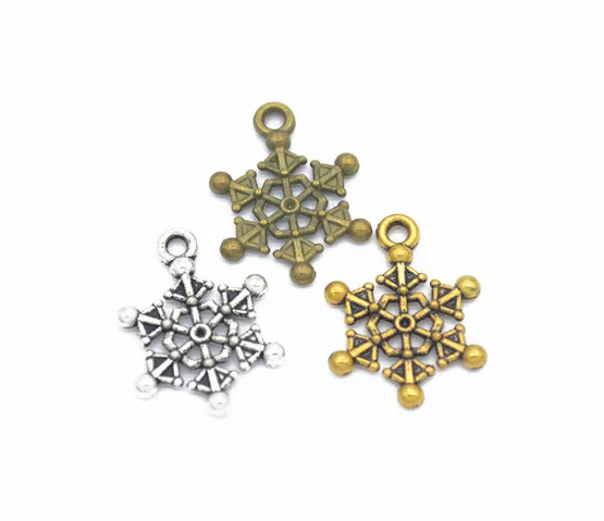 

200pcs Exquisite snowflake Popular in Europe America charms pendants 20*15mm Antique silver Handmade accessories craft Jewelry