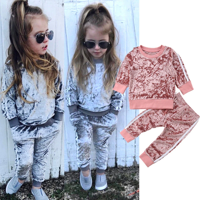 2019 брендовая новая одежда для малышей Модная девочек Комплекты одежды комплект