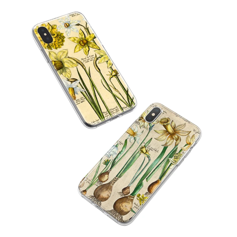 Нарцисс Botanical Art Capa мягкие ТПУ Силиконовые чехлы для телефонов iPhone XS Max XR 7 8 6 S Plus 5s 5