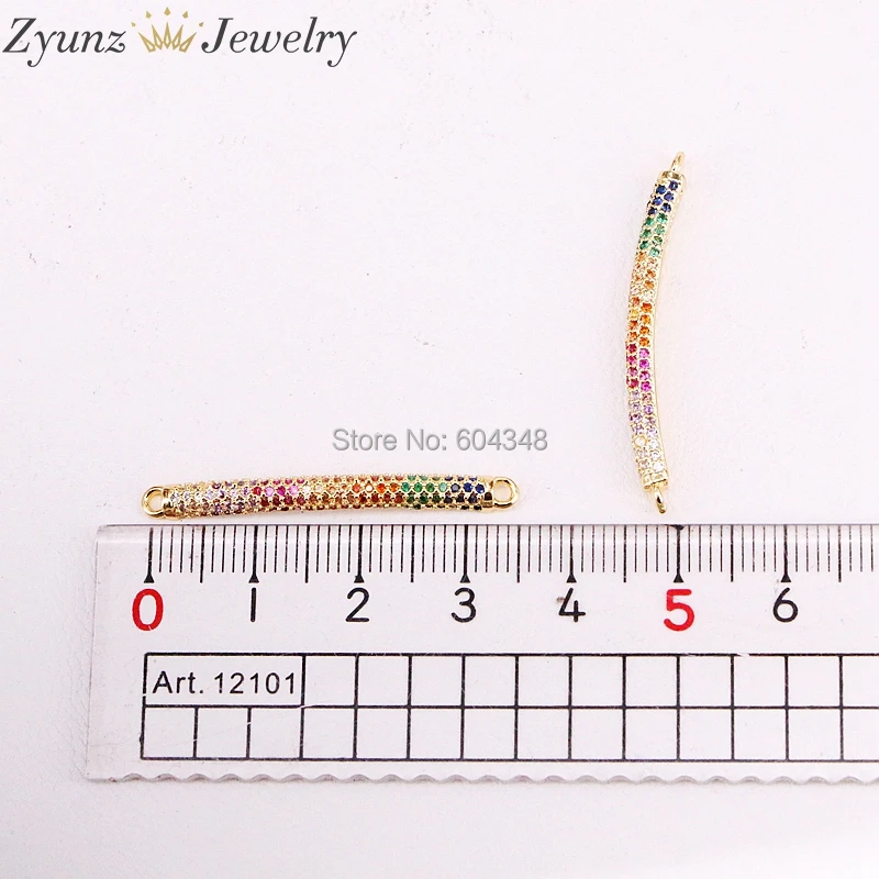 

10PCS ZYZ330-4284 Pave Setting Colorful Cubic Zirconia Crystal Adjustable Bar Bracelets for Women or Girl CZ Zircon Jewelry Gift