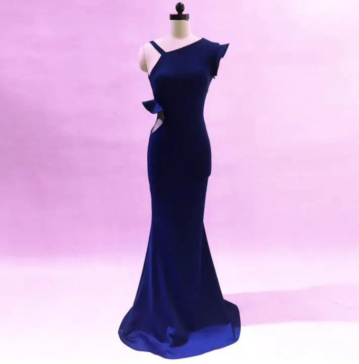 

SVKSBEVS Ruffles One Shoulder Illusion Hollow Out Mermaid Long Dresses Elegant Party Zipper Backless Maxi Dress