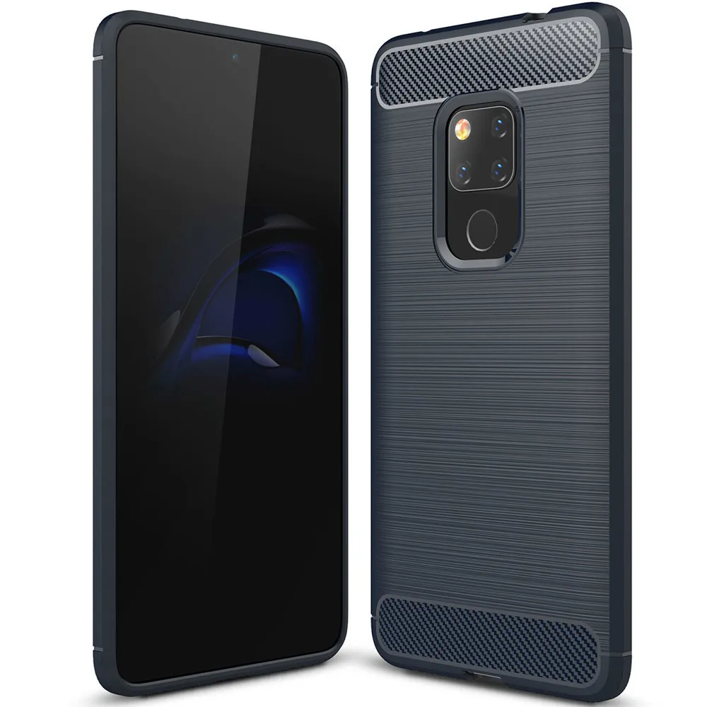 Роскошные карбоновый чехол на Коврики 20 ТПУ Soft для huawei волокна кремния матовый