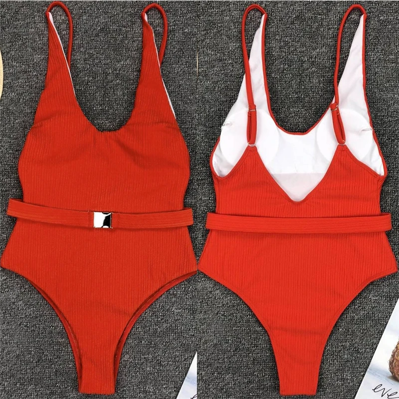 Новинка 2019 пикантный женский слитный купальник бикини с поясом монокини пуш ап