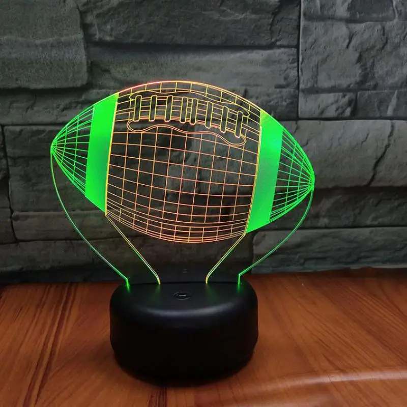 Ночной светильник для регби 3d Vision креативный цветной яркий светодиодный стерео с