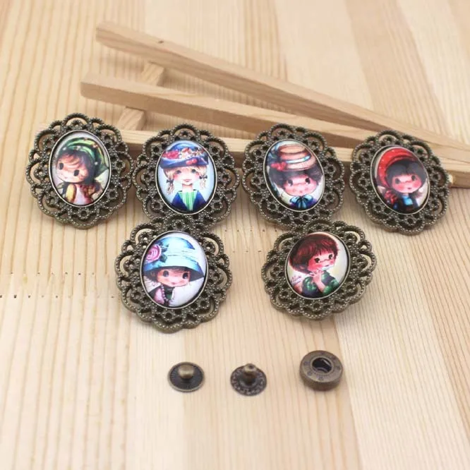 

Cute Cartoon Boys Hat Girls Pattern Gem Oval Snap Button 35*42MM DIY Handmade Sewing Quilt Decoration Bag Accessories 6 Pcs/lot