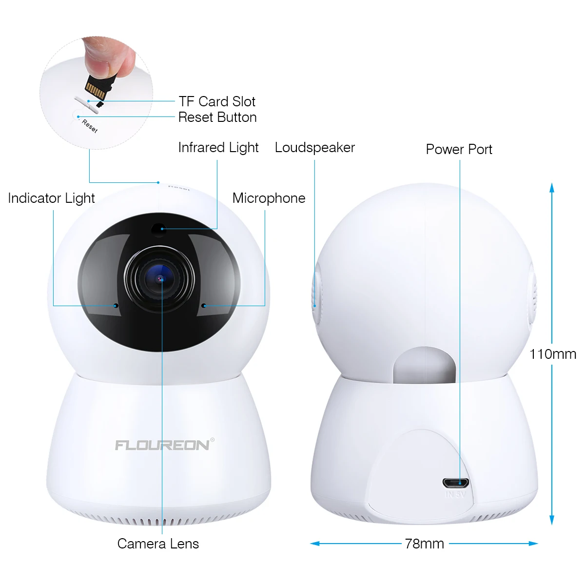 Floureon 1080 P Беспроводная ip камера безопасности панорамная двухсторонняя аудио