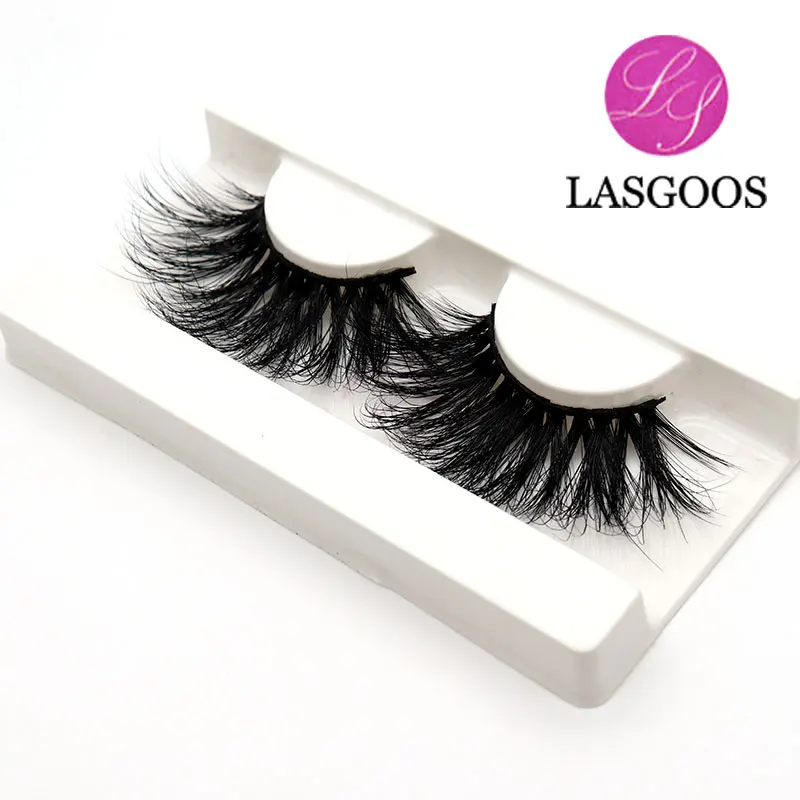 LASGOOS 27 мм перекрещивающиеся норковые спутанные 3D накладные ресницы