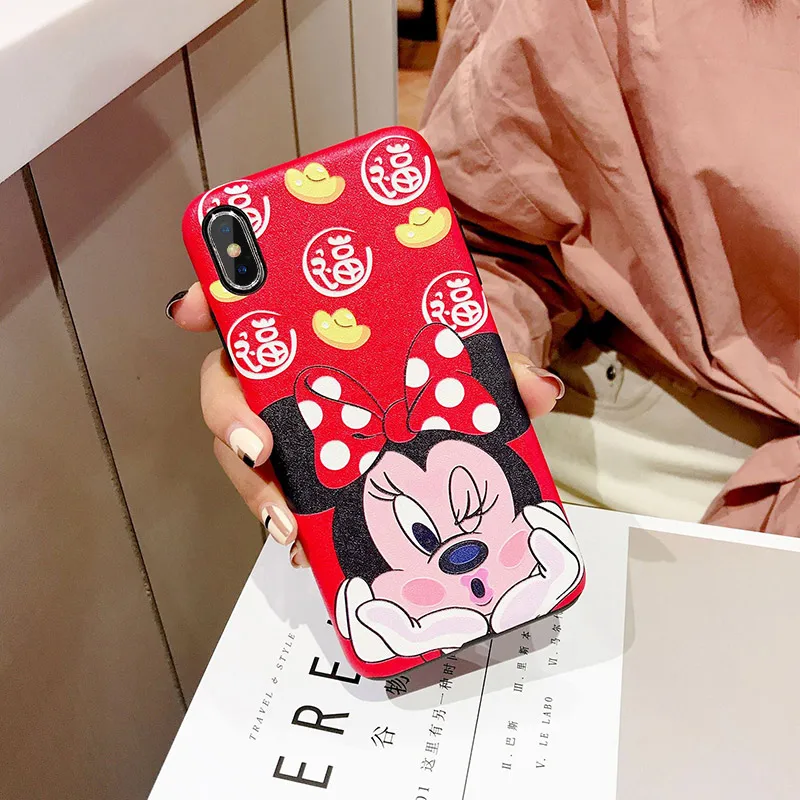 Чехол для телефона Минни Микки iPhone X мягкий силиконовый чехол с милым мультяшным