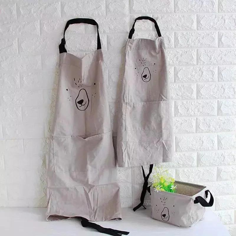 

1Pcs Cotton Linen Pattern Parent-child Apron Adult Children Bibs Home Cooking Baking Cleaning Kitchen Aprons Accessories