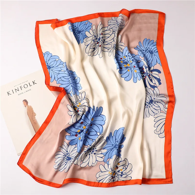 2019 New Square Women's Silk Scarf Female Shawls Wraps Fashion Print Small Office Hair Hijabs Foulard Bandana | Аксессуары для