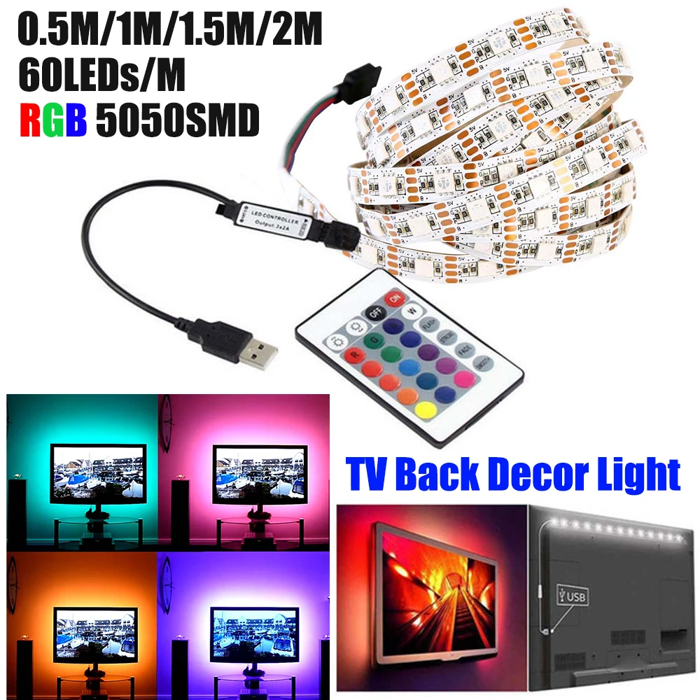Светодиодная лента RGB для домашнего декора подсветки телевизора 60 светодиодов