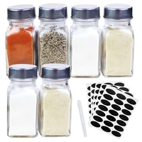 6pcs seasoning bottle multi purpose spice container with 5 sheets stickers pen seasoning box for salt pepper spice