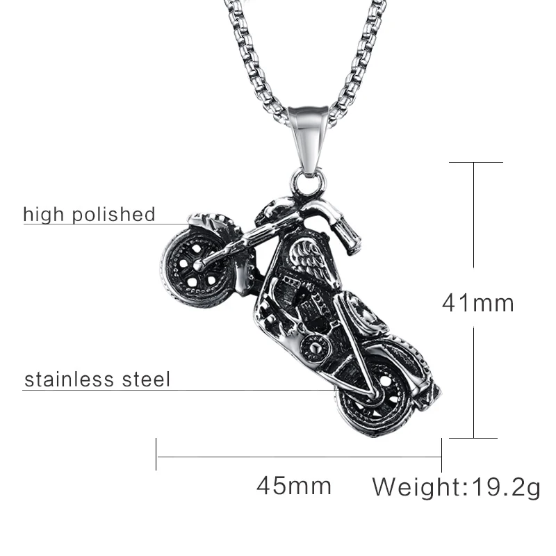 Men's Punk Gothic Ghost Rider Pendants Rock Stainless Steel Motorcycle Motor Bike Necklaces for Male Cool Boy Jewelry | Украшения и
