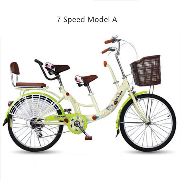 New Brand 22 Inch Aluminum Wheel Carbon Steel Mother And Children Double Seat 7 Speed Women's Bike City Lady Bicicleta Bicycle | Спорт и
