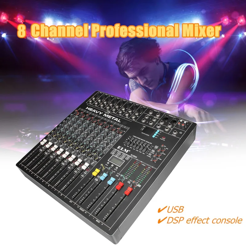 LEORY профессиональный 8 Каналы Мощность усилитель смеситель DSP цифровой аудио