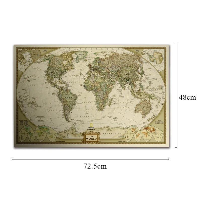 1 шт. винтажные карты мира 72 5*48 см креативные крафт-бумажные для украшения своими
