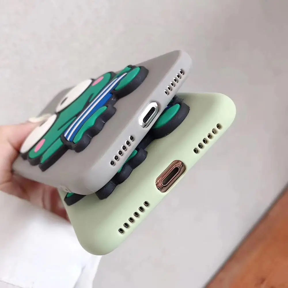 Тонкий матовый мягкий чехол из ТПУ с 3D рисунком лягушки для iPhone 5S SE 7 8 Plus 6 6s X XR XS MAX