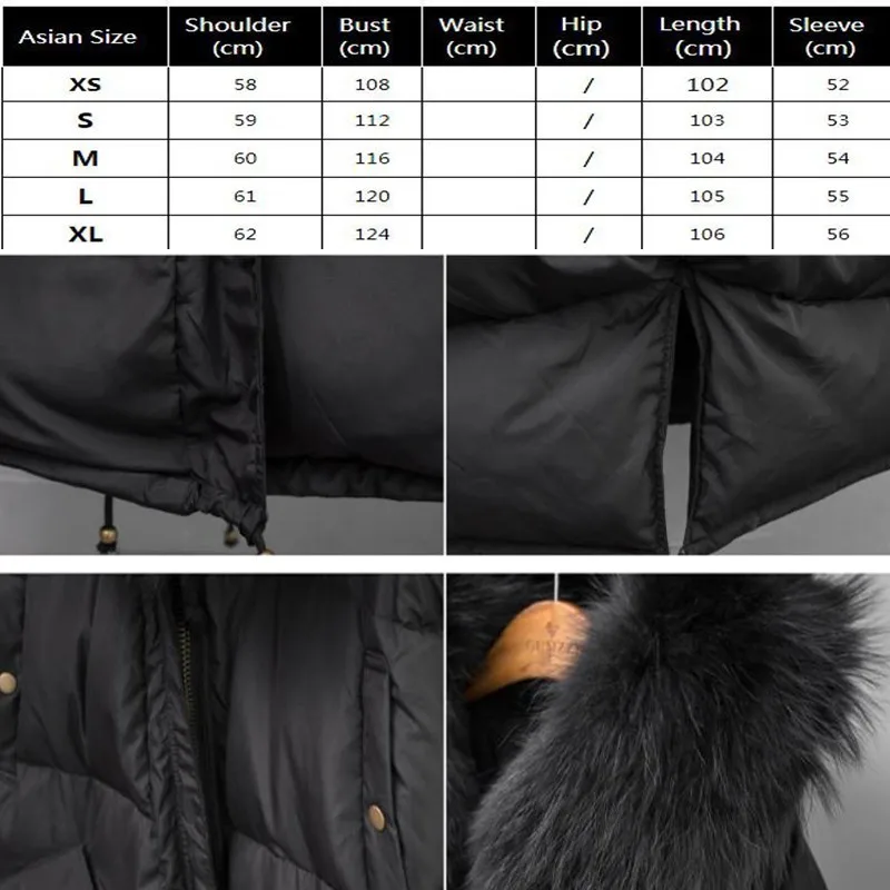 Two Side Wear Raccoon Fur Collar Outwear 2019 Winter Jacket Women Quilted Coat Long Plus Size Thick Warm Hooded Parka Oke127 | Женская