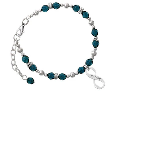 Мэтью 17:20 знак бесконечности темно-браслет с голубыми бусинами |