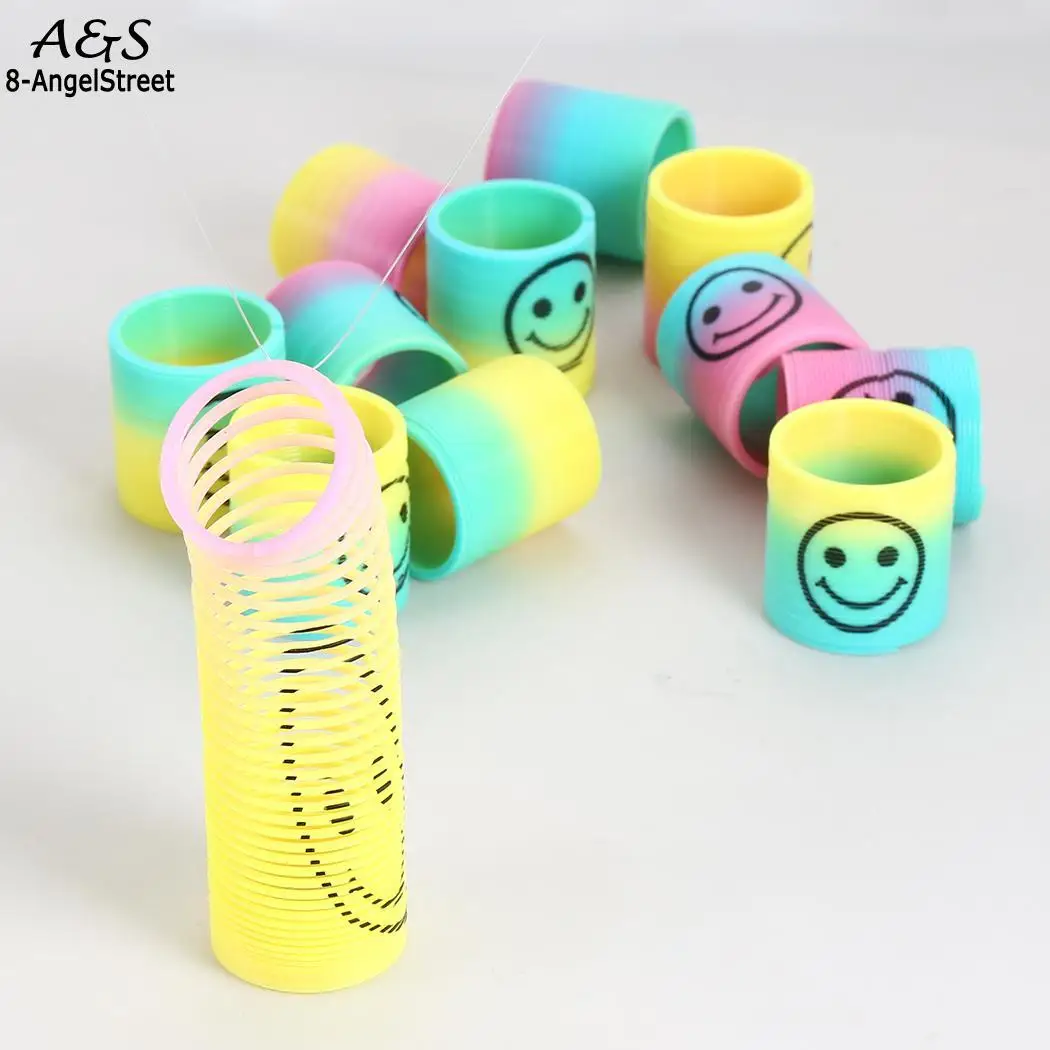 Новинка улыбающаяся Радуга Slinky пластик катушки Весна игрушечные лошадки