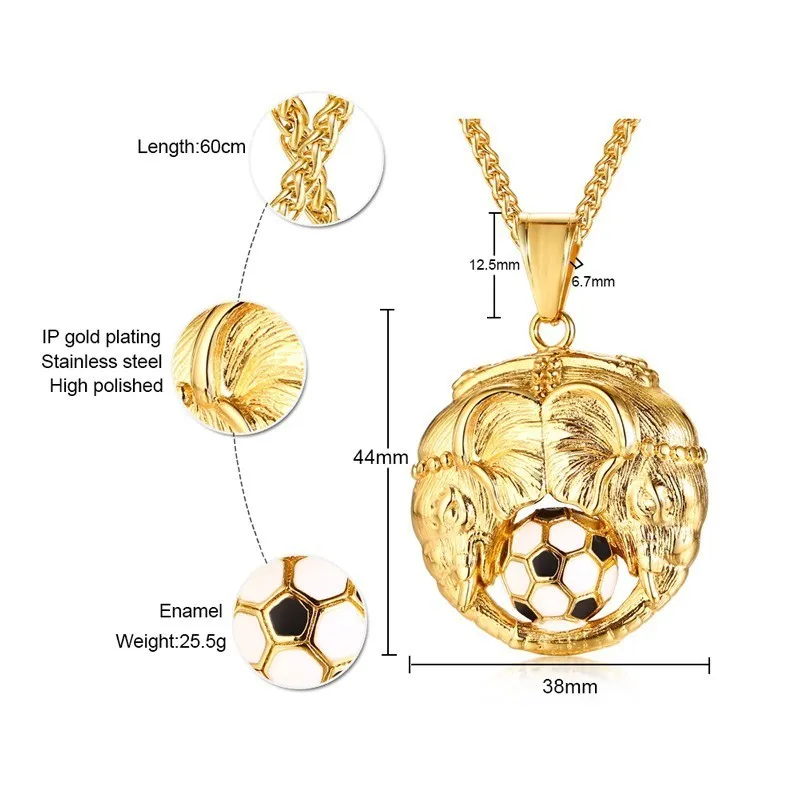 Vnox Mens Football Necklaces Gold Color Stainless Steel Elephant Playing Game Pendant Gifts for Him | Украшения и аксессуары