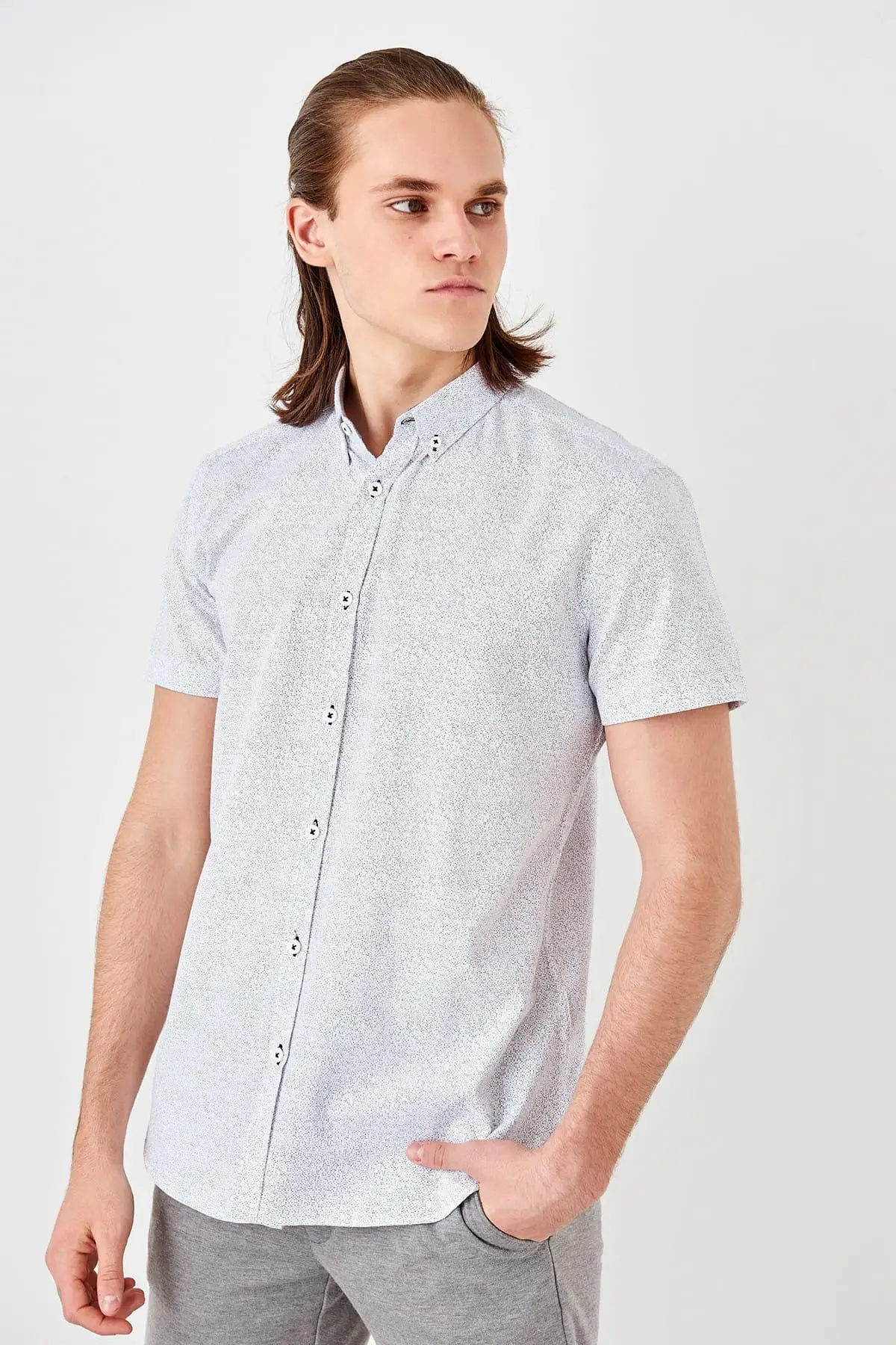 Trendyol Новый Белый для мужчин Slim Fit рубашка TMNSS19FO0015 |