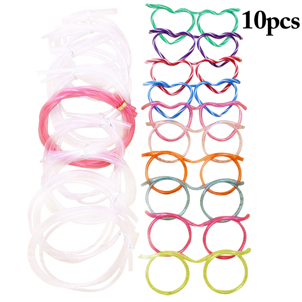 10 шт питьевой соломы творческие очки в форме пластиковой партии для