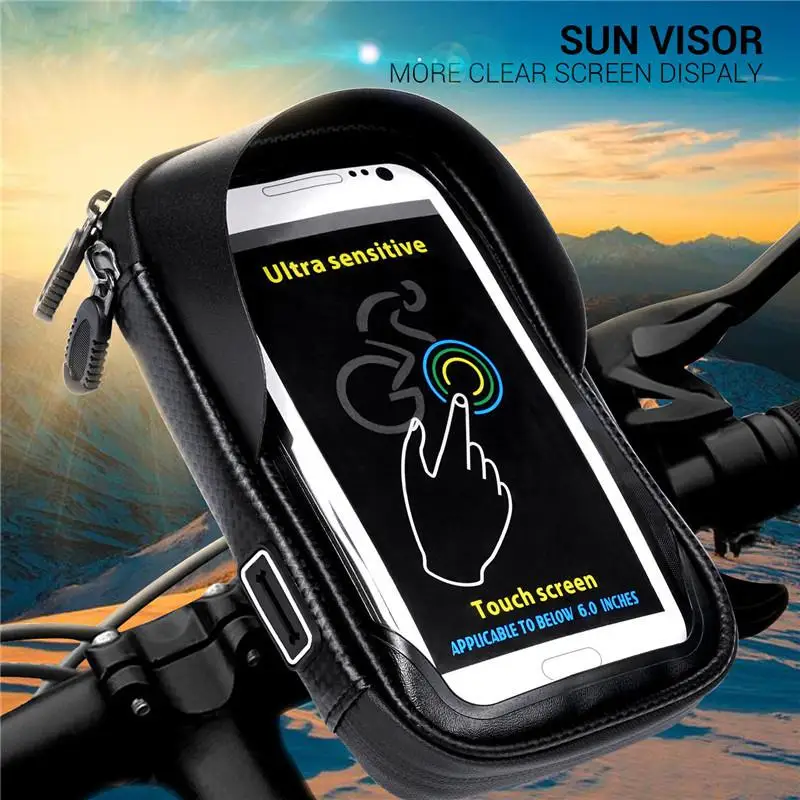 

6.0 inch Waterproof Bike Bicycle Mobile Phone Holder Stand Motorcycle Handlebar Mount Bag for iPhone X Samsung LG Huawei