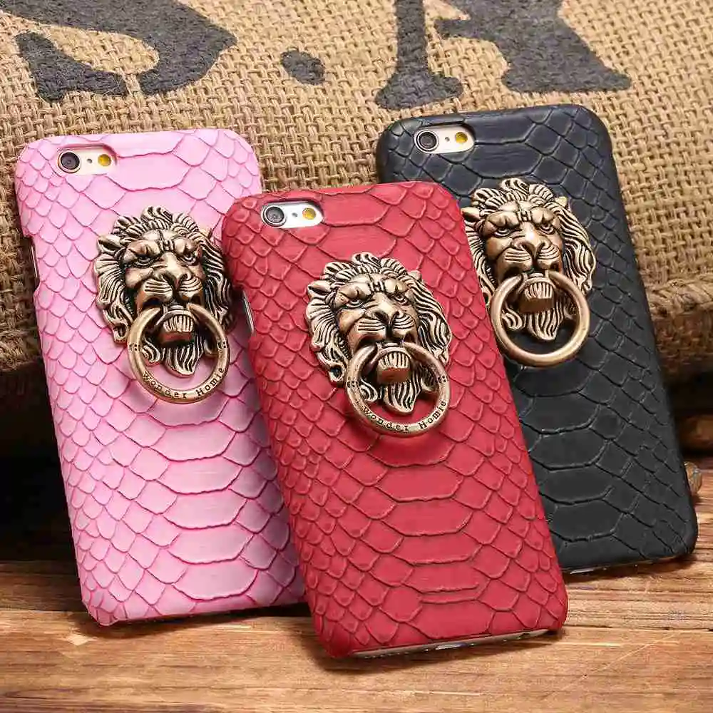 KISSCASE 3D голова льва подставка чехол для iphone 8 S 7 Plus 6 5 5S SE кольцо Лев iPhone X XS кожаный