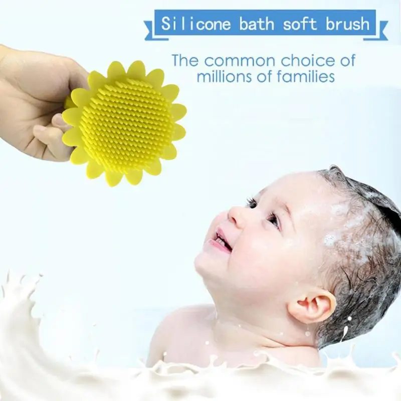 Детские щетки для ванной в форме подсолнуха силиконовая подушка мытья душа уход за массажем мягкая щетка
