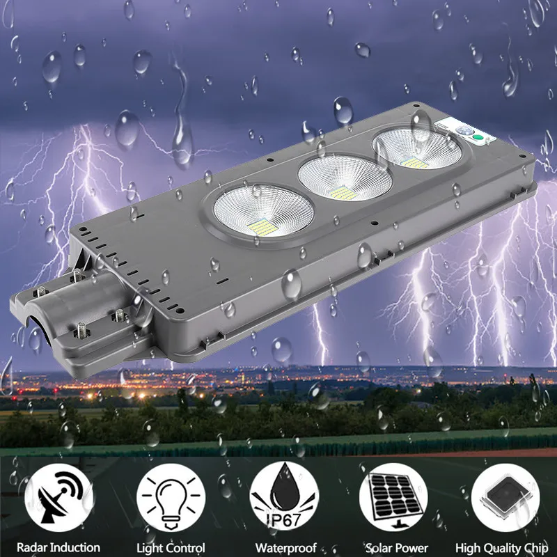 90 Вт 120LED Солнечный уличный светильник контроль+ радар зондирование охранная лампа 2 в 1 постоянно яркий и индукционный Солнечный настенный светильник