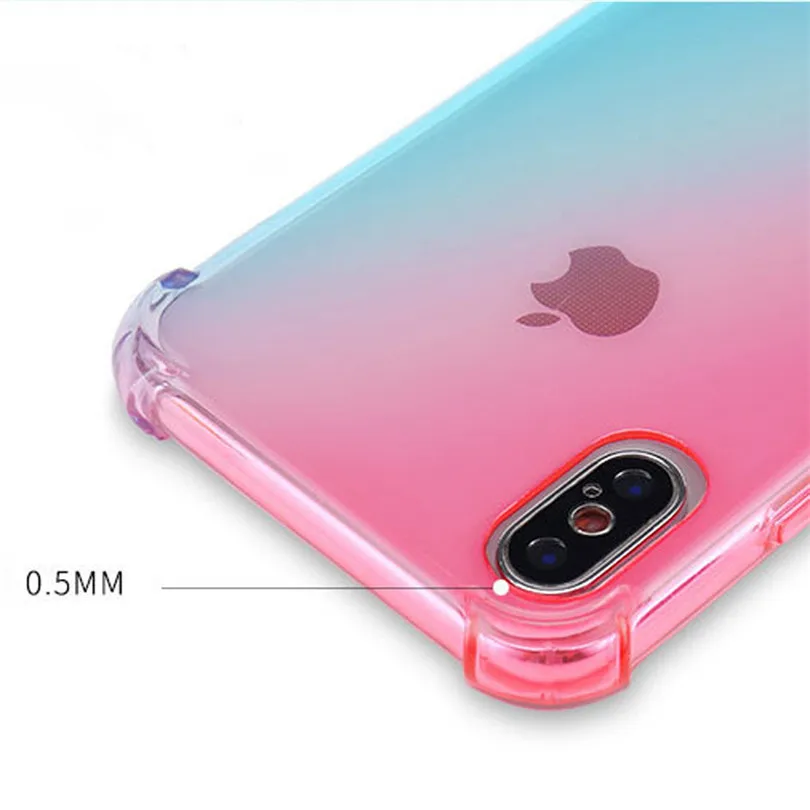 USLION Shockproof Case For iPhone 11 Pro 6s 7 8 Plus Gradient Transparent Soft Cover X XR XS Max TPU Protection |