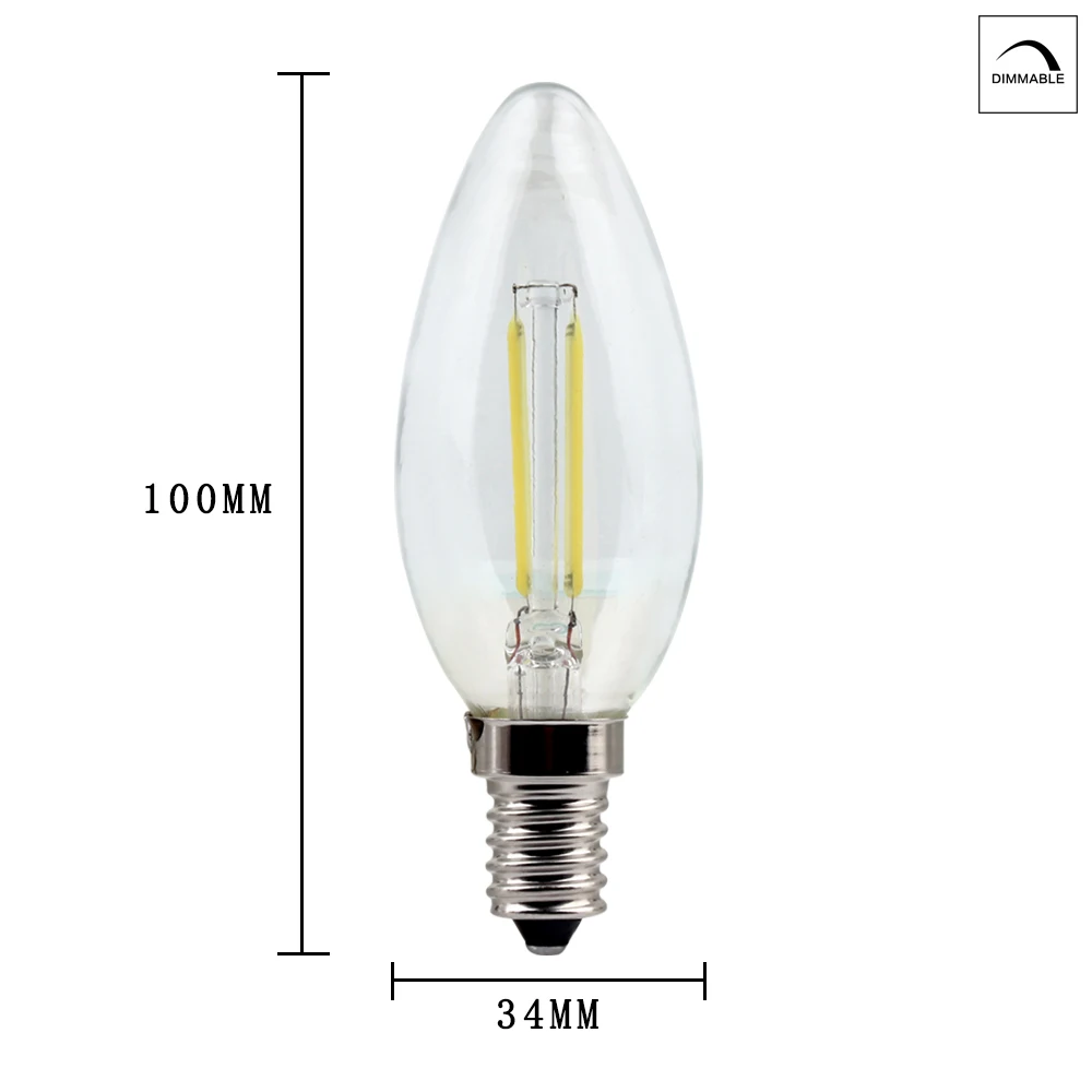 E14 2W AC 220V COB поддельный вольфрамовый светильник свеча Хрустальный Светильник