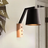 europe solid wood led wall lamp bedside read wooden lights living room aisel nordic black white remote control adjustble classic