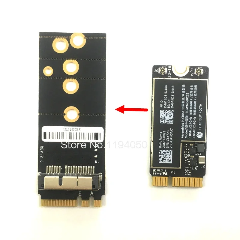 BCM94360CS2 BCM943224PCIEBT2 BCM94331CSAX BCM94331CD BCM94360CS BCM943602CS беспроводная карта для NGFF M.2 A / E адаптер