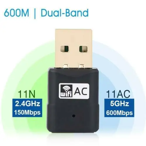 AC600 Wi Fi двухдиапазонный USB адаптер беспроводной приемник мини WiFi WLAN Беспроводной