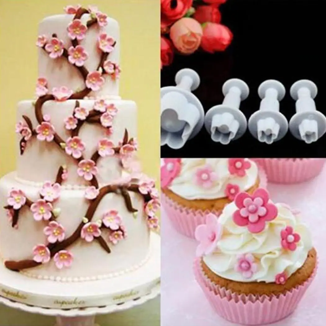 4 шт./компл. шоколадный торт в форме цветка Форма для капкейков желе яркие