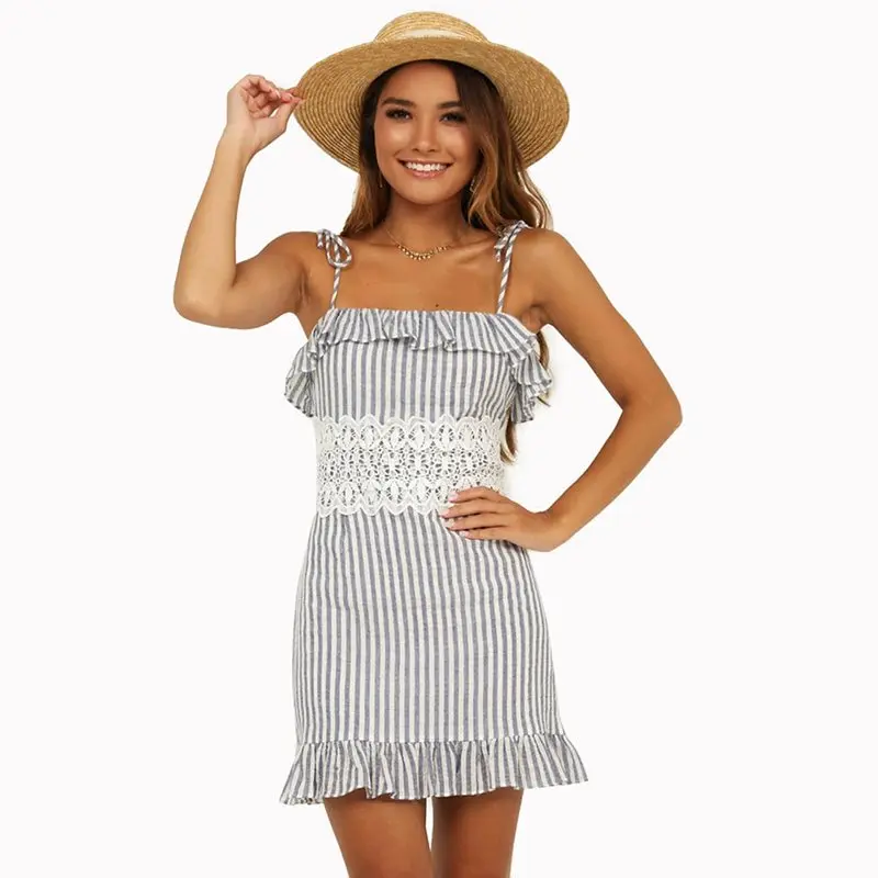 Лето Boho простой белый сладкий элегантные вечерние для женщин Мини платья