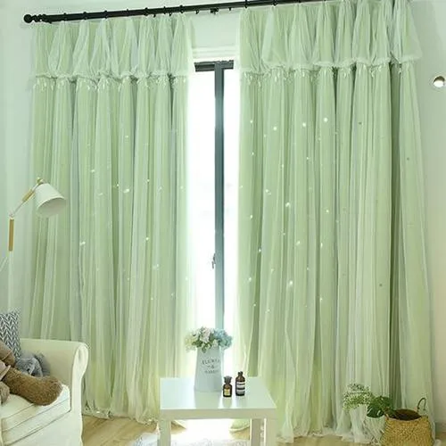 Двухслойные марлевые занавески со звездами затеняющие простые современные