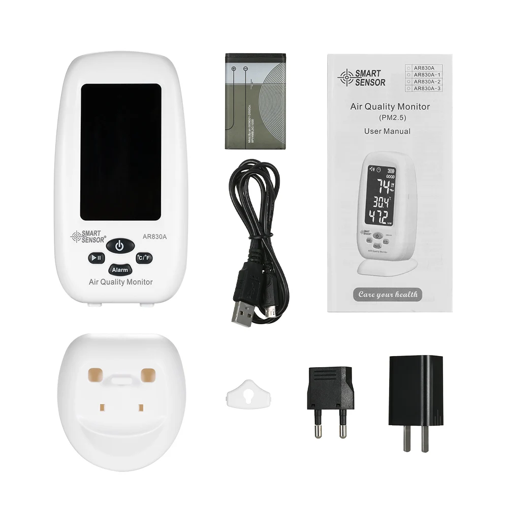 

5 In 1 LCD Air Quality Monitor Indoor Pm2.5 Detector Formaldehyde Detector Thermometer Hygrometer TVOC HCHO Gas Analyzer