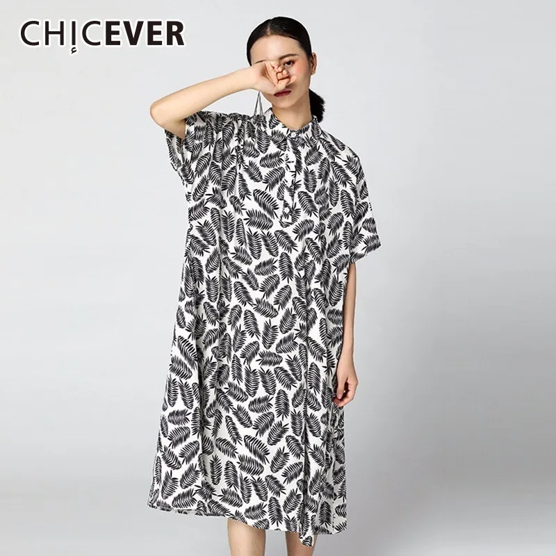 CHICEVER летнее платье для женщин 2019 отложной воротник принт рукав летучая мышь