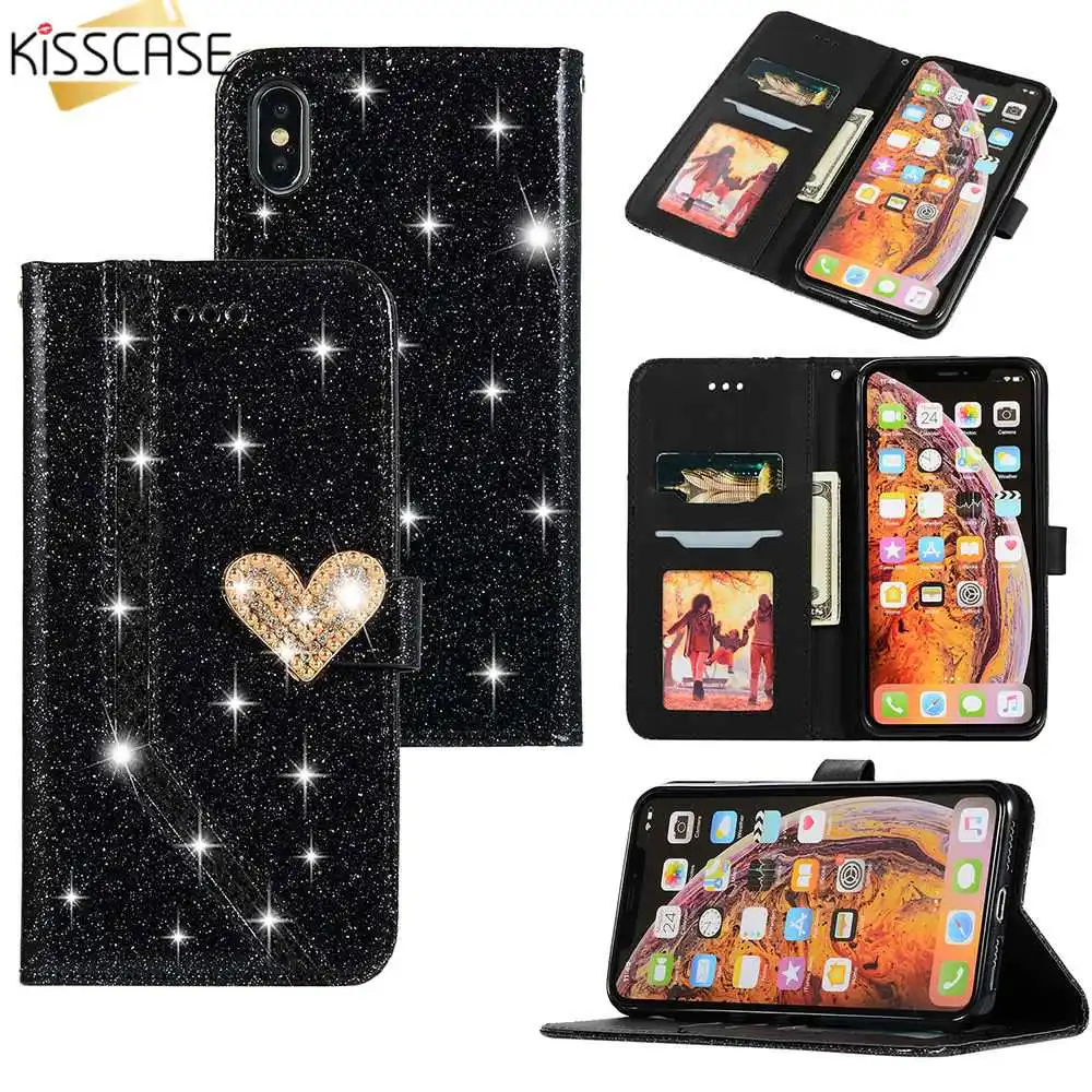 KISSCASE Роскошный кожаный чехол для Huawei Mate 10 20 Pro P8 P10 P20 Lite любовь алмаз Флип Бумажник