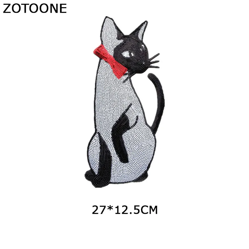 ZOTOONE Cute Cartoon Bow Cat Sequin Patches for Clothing Iron on Large Applique Clothes Parent-child Couple Gift | Дом и сад