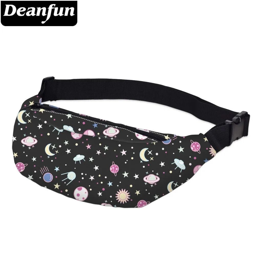 Поясная Сумка Deanfun с принтом Galaxy Moon Star водонепроницаемая черная регулируемая для