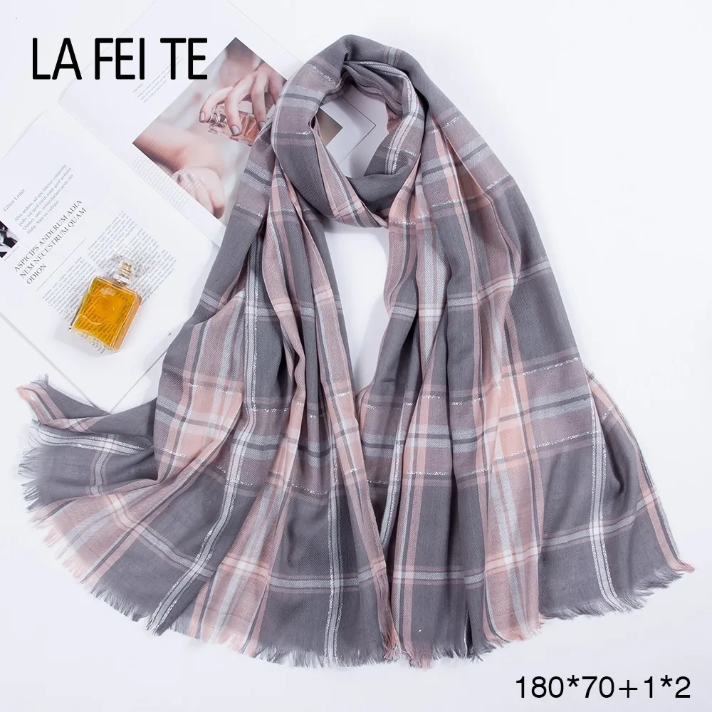 Клетчатый длинный хлопковый шарф для женщин и мужчин палантин шейный платок