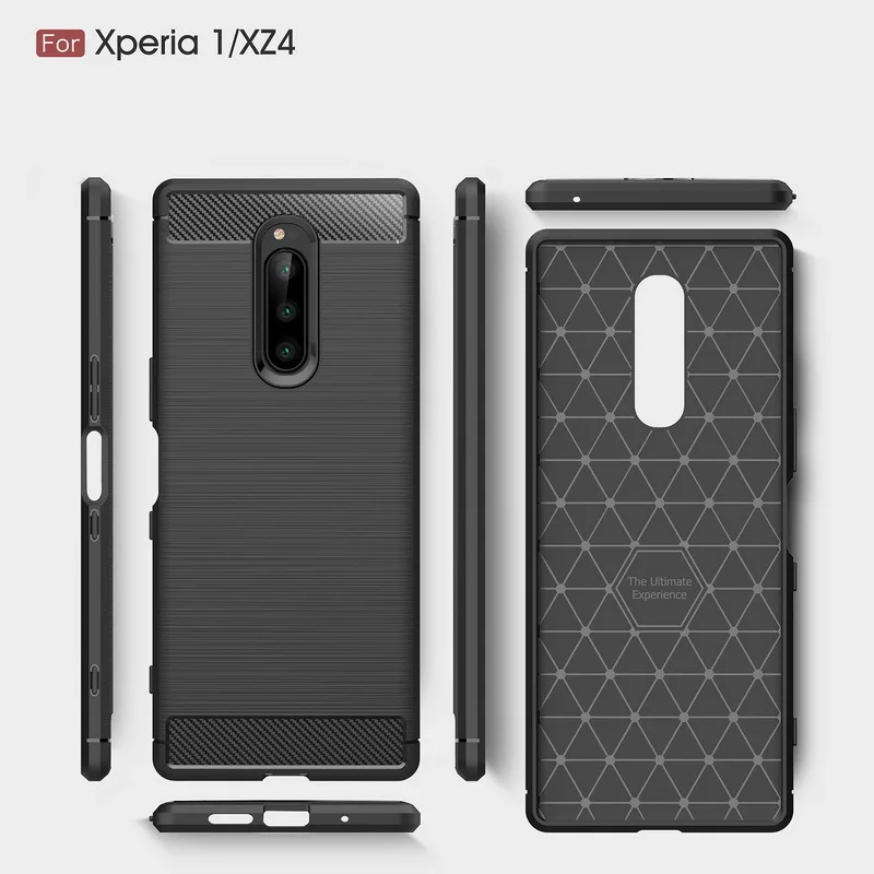 Luxury Carbon Fiber Soft Silicone Case Cover For Sony Xperia 1 XZ4 Compact XZ3 XZ2 Premium XZ1 XZ XZS XA3 XA2 Plus XA1 |