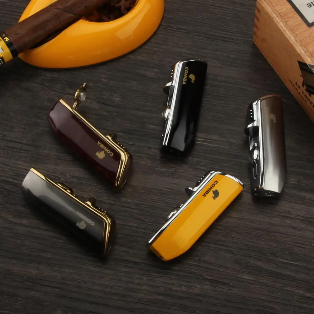 COHIBA зажигалка портативный 3 пламя Jet факел зажигалки ветрозащитный газовые с